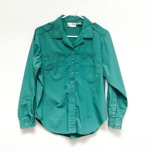 French Navy Cotton buttoned long sleeve shirt - very good condition - Size 10P